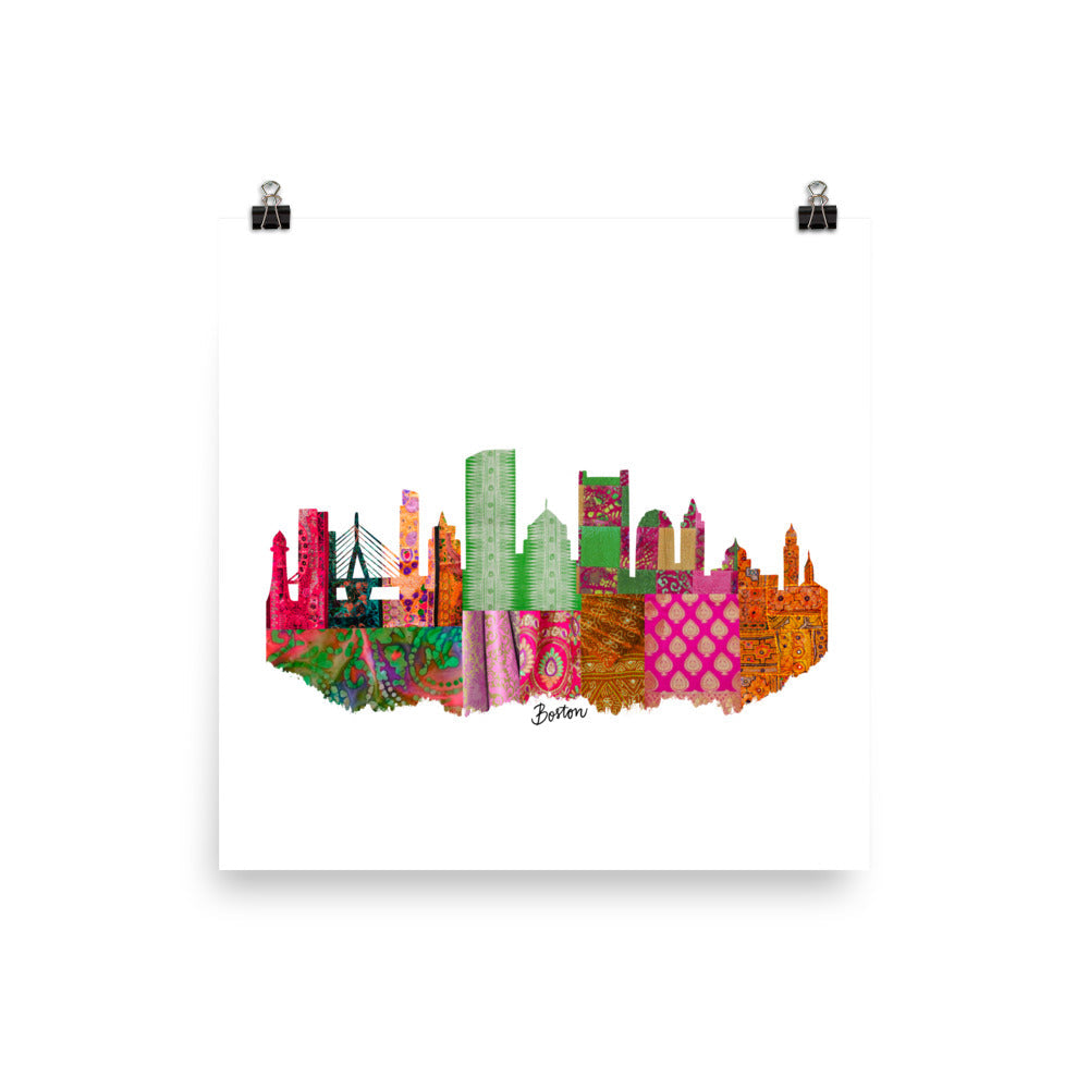 Boston Fabric Skyline Print