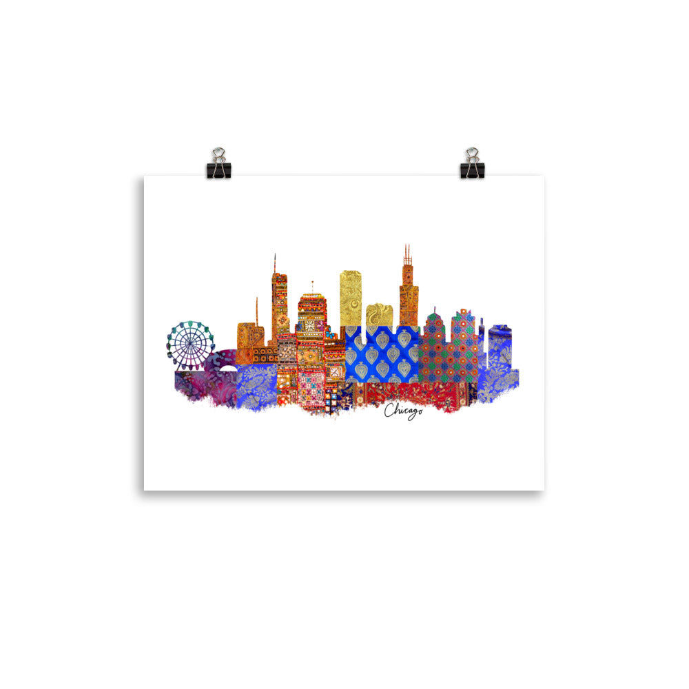 Chicago Fabric Skyline Print