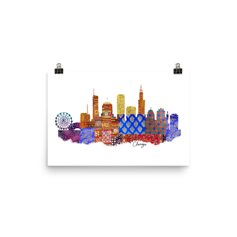 Chicago Fabric Skyline Print