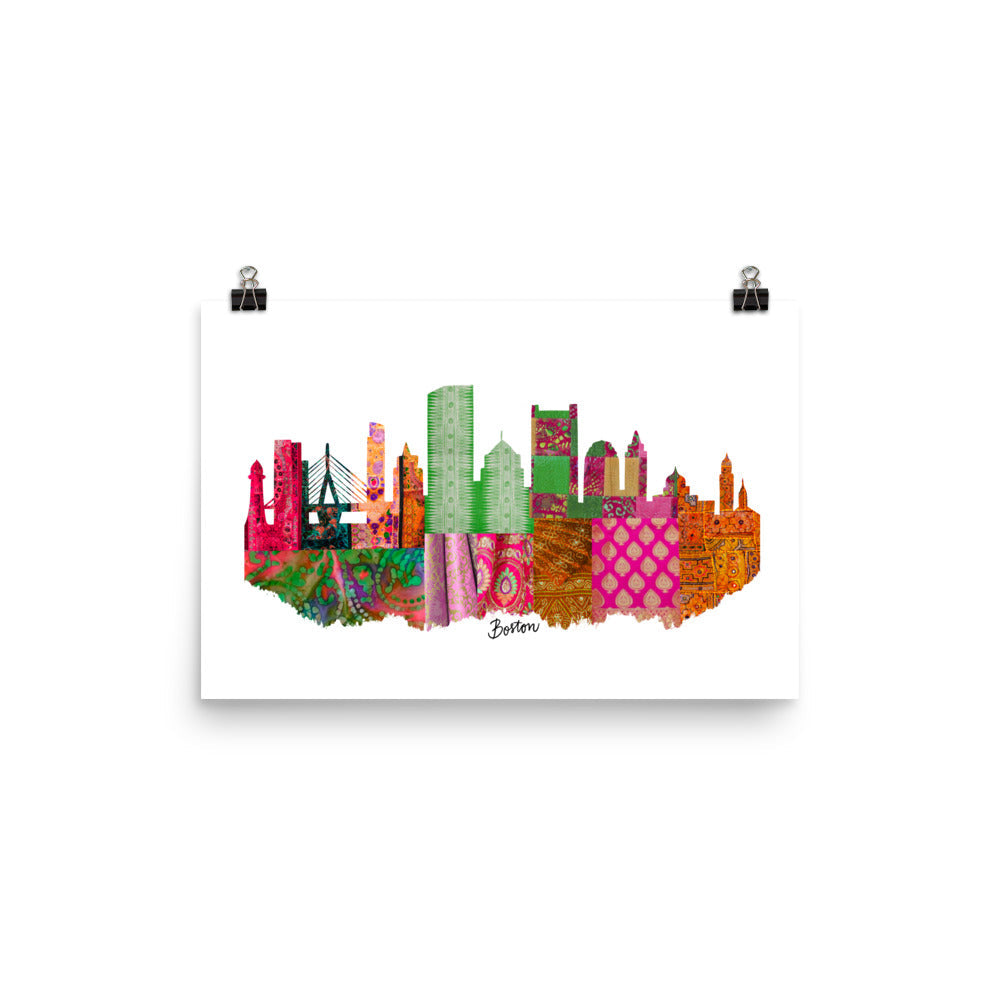 Boston Fabric Skyline Print