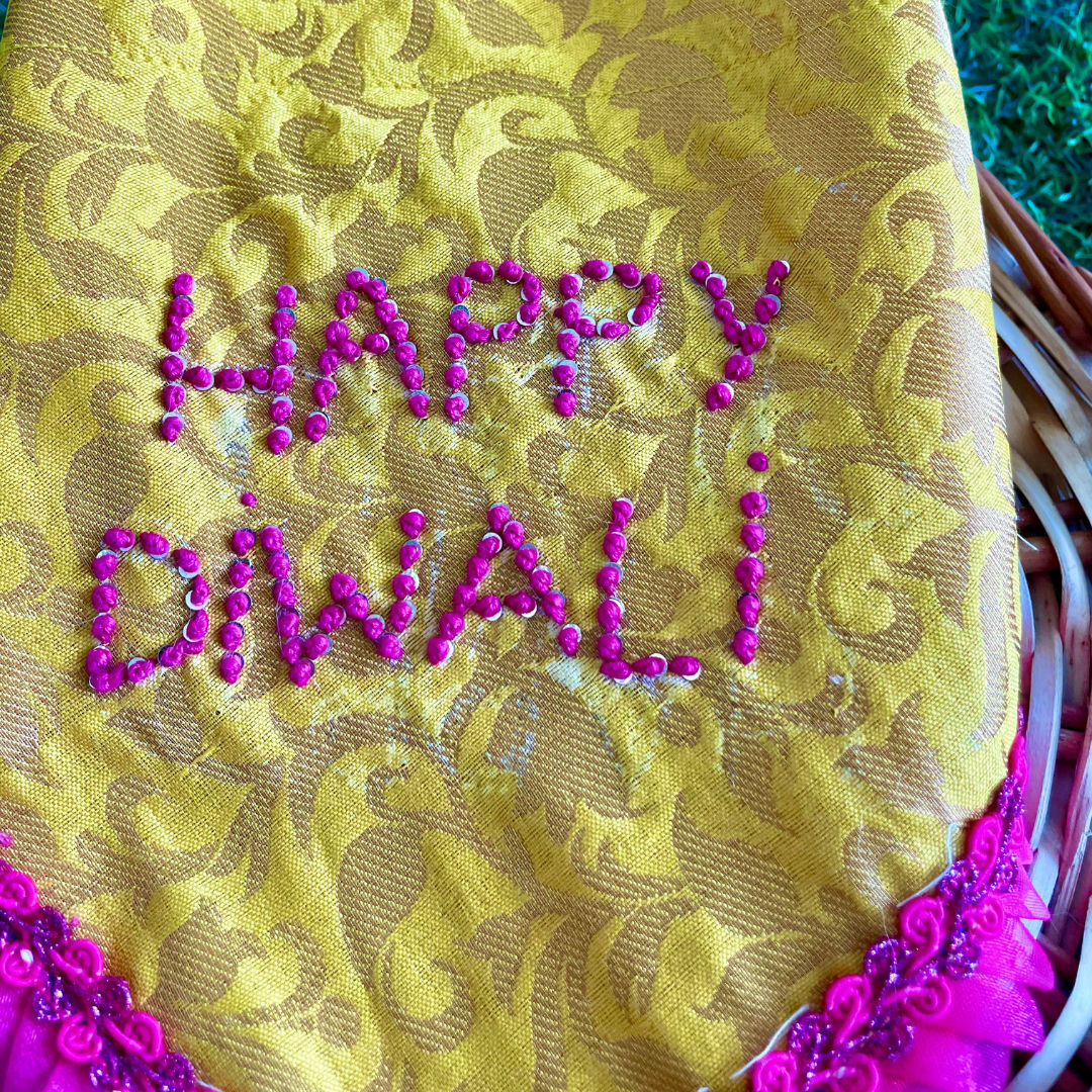 Happy Diwali embroidered dog bandana