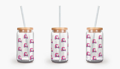 Pink Auto Glass Tumbler with or without  Bamboo Lid