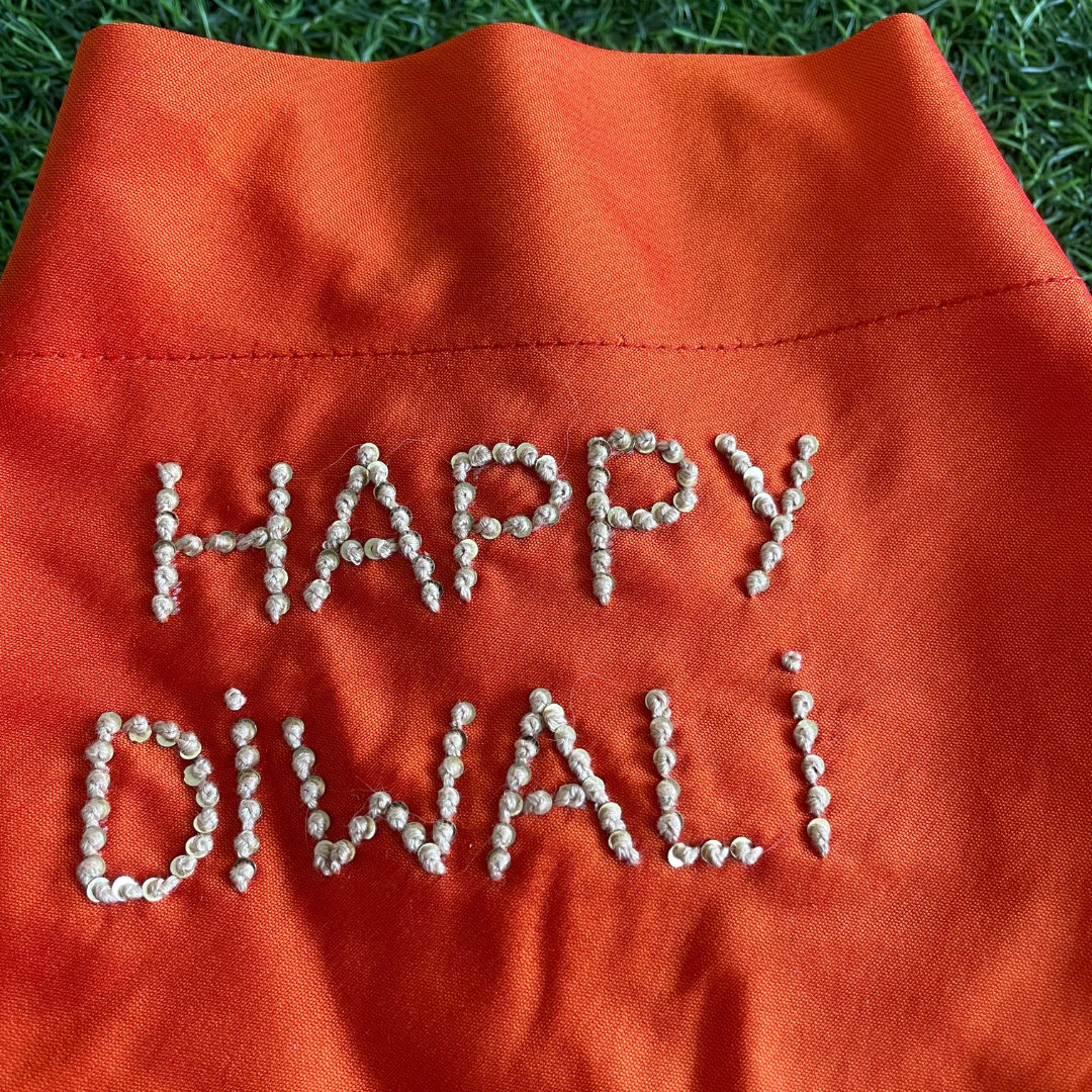 Happy Diwali embroidered dog bandana