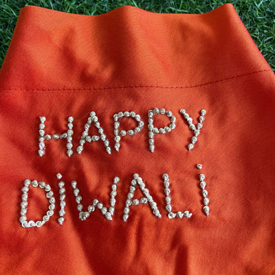 Happy Diwali embroidered dog bandana