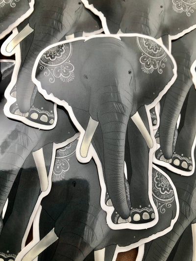 Sticker: Elephant with Mendhi designs