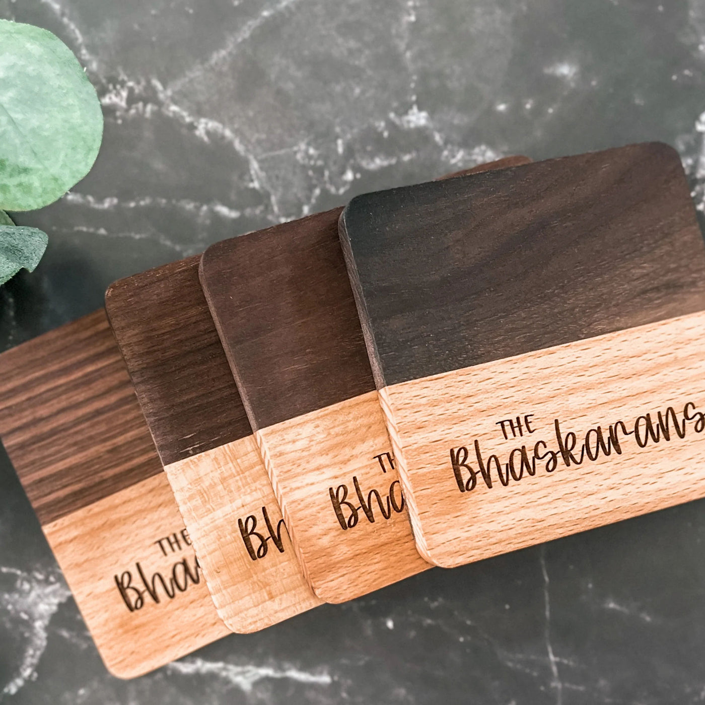 Wooden Square Coasters by Bhaasha Basics 